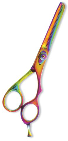 Professional Thinning Scissor. One Blade Teeth and One Blade Razor. Multicolor coating.